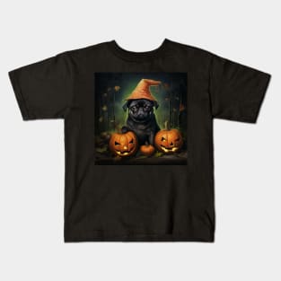 Black Pug Halloween Kids T-Shirt